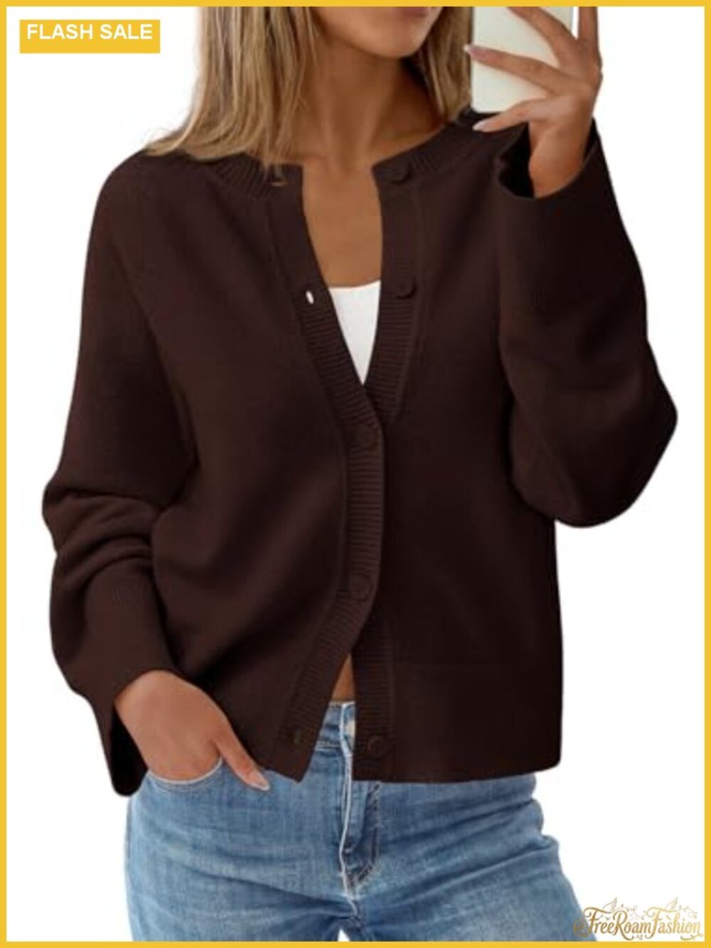 Oversized Drop Shoulder Cardigan Sweater Bell Sleeve Chunky Knit Button